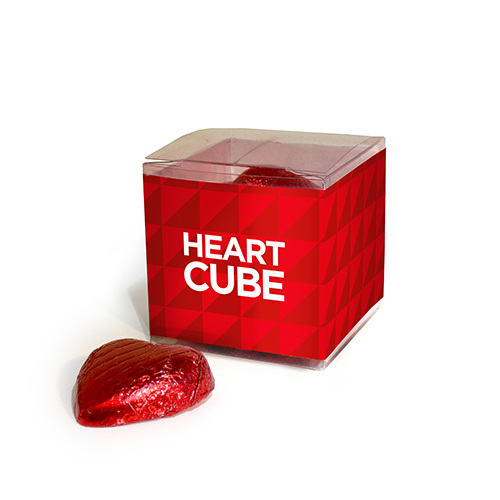 Chocolate Heart Clear Box Cube 